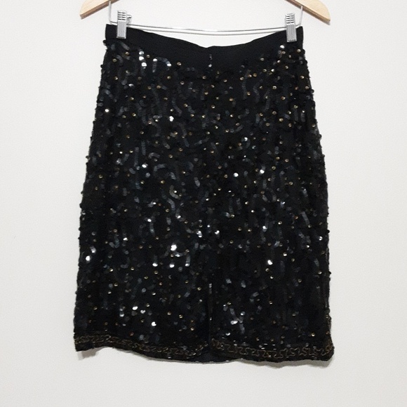 Vintage skirt women sequins detail short black event retro Y2K classic luxury 14 - Picture 3 of 8
